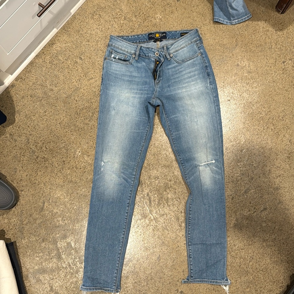 Lucky Brand Sasha Super Skinny mid rise rip skinny jeans